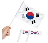 Anley Korea Mini Flag 12 Pack - Bandiere Coreane in Miniatura Piccole tenute in Mano su Stick - Colori Vivaci e Resistenti allo sbiadimento - 5 x 8 Pollici con Asta Solida e Punta a Lancia