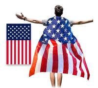 Anley Mantello con Bandiera Americana 9,1x1,5 m-Mantello con Bandiera USA per Il Giorno dell'Indipendenza,4 Luglio,Celebrazioni del Memorial Day-Mantello per Costume con Bandiera Patriottica