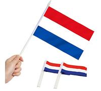 Anley Netherlands Mini Flag 12 Pack - Bandiere olandesi in miniatura in miniatura su bastone - Colori vivaci e resistenti allo sbiadimento - 5 x 8 pollici con asta solida e punta a lancia