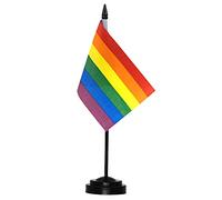 Anley Rainbow Gay Pride Deluxe Set di bandiere da tavolo - Bandiera da tavolo LGBTQ in miniatura 6 x 4 pollici con asta solida da 12" - Colori vivaci e resistenti allo sbiadimento