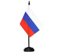 ANLEY Russia Set bandiera da scrivania deluxe - Bandiera russa da tavolo in miniatura da 6 x 4 pollici con palo da 12 "- Colori vivaci e resistente allo sbiadimento - Base nera e punta a lancia