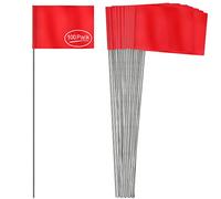 Anley Stake Flags - Bandiere in vinile da 4" X 5" con palo in acciaio da 15 pollici -l'abbellimento, i servizi sotterranei, le fognature e il rilevamento (100 pezzi, rosso)