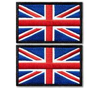 Anley Tactical UK Flag Patch ricamate (confezione da 2) - 2 "x 3" UK Flag Uniform Sew-on Emblem Patch - Si attacca a cappelli tattici, abbigliamento e attrezzatura
