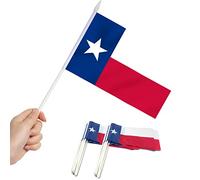 Anley Texas State Mini Flag Confezione da 12 - Bandiere TX Lone Star in miniatura tenute in mano su stick -5 x 8 pollici con asta solida e parte superiore della lancia