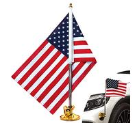 Anley USA Asta portabandiera e bandiera per auto con supporto per aspirazione d'aria-Asta portabandiera in stile ventosa per esterni per auto, camion, barca e veicolo con bandiera americana(set di 1)