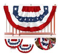 Anley USA Bandiera Plissettata a ventaglio, 1,5 x 3 Piedi Bandiera Americana Bunting a Stelle e Strisce patriottiche - Stati Uniti 1,5 x 3 Piedi Mezza Bandiera a ventaglio (Confezione da 2)