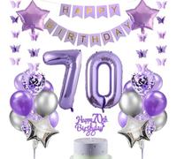 Anlgdi Palloncini 70° compleanno decorazione torta viola compleanno 70° anno uomo decorazione compleanno 70° compleanno uomo decorazione compleanno 70° compleanno festone festa
