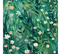 ANLIKY-Pro Carta da parati autoadesiva con fiori e cespugli in stile anime, 44X600CM, pellicola decorativa rimovibile con sfondo verde per mobili.
