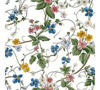 ANLIKY-Pro Carta da parati autoadesiva con fiori rampicanti, 44X600CM, pellicola decorativa rimovibile con sfondo bianco per mobili