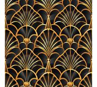 ANLIKY-Pro Carta da parati autoadesiva con motivo geometrico su sfondo nero, 44X300CM, pellicola decorativa rimovibile con luce e ombra fredda per mobili