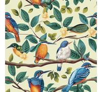 ANLIKY-Pro Carta da parati autoadesiva con uccello Oriole su rami fioriti, 44X300CM, pellicola decorativa rimovibile con sfondo giallo chiaro per mobili