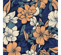 ANLIKY-Pro Carta da parati autoadesiva, fiori gialli e bianchi, stacca e attacca, carta adesiva, blu, 44X600CM, pellicola decorativa rimovibile per mobili