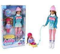 ANLILY mamma e figlia sulla slitta - set invernale di bambole con slitta