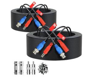 ANLINK Confezione da 2 cavi di alimentazione video tutto in uno, 23 m, premade BNC video, cavo di prolunga per telecamere di sicurezza CCTV DVR sistemi di sorveglianza, con connettori BNC RCA e clip