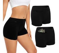ANLINKSHINE Biancheria intima da donna con tasche nascoste segrete, 2 confezioni, nero, Medium