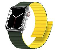 Anlinser Compatibile con Cinturino Apple Watch 49 46 45 44 42 41mm, Cinturini Magnetico Reversibile su Entrambi Lati per iWatch Ultra 3/2/1 SE Serie 11/10/9/8/7-1(42 41 40 38mm, Verde/Giallo)