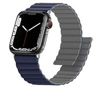 Anlinser Compatibile con Cinturino Apple Watch 49 46 45 44 42 41mm, Cinturini Magnetico Reversibile su Entrambi Lati per iWatch Ultra 3/2/1 SE Serie 11/10/9/8/7-1(49 46 45 44 42mm, Blu Scuro/Grigio)