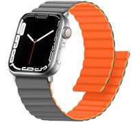 Anlinser Compatibile con Cinturino Apple Watch 49 46 45 44 42 41mm, Cinturini Magnetico Reversibile su Entrambi Lati per iWatch Ultra 3/2/1 SE Serie 11/10/9/8/7-1(42 41 40 38mm, Grigio/Arancione)