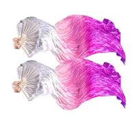 Anlising 1 paio di ventagli di seta da ballo, ventaglio per danza nazionale del ventre