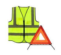 Anlising 2 in 1 Triangolo Auto Kit, Pieghevole Triangolo Emergenza Auto, Gilet Catarifrangente Auto, Sicurezza Giubbotto Triangolo, Auto Avvertimento Kit, Triangolo Auto, per Auto, Camper, Moto,Camion