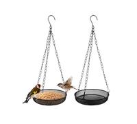 Anlising 2PCS Mangiatoia per Uccelli in Metallo, Rotonda Mangiatoie per Uccelli da Appendere, Casa da Esterno per Mangime, Mangiatoia per Palline di Grasso, per Giardino,Patio e Fattoria (Nero)