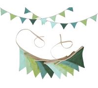 Anlising Bandierine Colorate, 2PCS Banner Tessuto Bunting 2.6M, Multicolore Bandierine, Triangolo Bandiera Ghirlanda, Ghirlande Triangolari in Cotone Lavabile, per Festa, Anniversario (Verde)