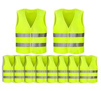 Anlising Gilet di Sicurezza, 10PCS Giallo Giubbotto di Sicurezza Riflettente,Gilet di Sicurezza ad Alta visibilità,Gilet Riflettente per Auto,Gilet Catarifrangente,per Guidatore, Addetti alla Pulizia