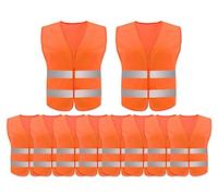 Anlising Gilet di Sicurezza,10PCS Giubbotto di Sicurezza Riflettente,Gilet di Sicurezza ad Alta visibilità,Gilet Riflettente per Auto,Gilet Catarifrangente,per Guidatore, Lavoratori (Arancione)