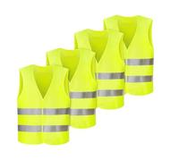 Anlising Gilet di Sicurezza, 4PCS Giallo Giubbotto di Sicurezza Riflettente, Gilet di Sicurezza ad Alta visibilità,Gilet Riflettente per Auto,Gilet Catarifrangente,per Guidatore, Addetti alla Pulizia