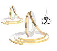 Anlising Nastro Decorativo Impermeabile Piastrelle, 2PCS Strisce Adesive Colore Oro, Invia Forbici Pieghevoli, 1CM x 5M, Oro Trim Stripes Strisce Adesive per Auto, per Pareti, Armadi, Pavimenti