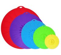 Anlising Set 5 Coperchi a Ventosa in Silicone - Riutilizzabili per Ciotole, Piatti, Pentole, Frigorifero (5 Dimensioni)