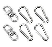 Anlising Swivel Keychain Connectors, 2PCS Gancio Girevole a Doppia estremità, con 4PCS Ganci a Scatto, Ganci ad Anello Girevoli in Acciaio Inox 304, Adatto per Sedie Oscillanti, Yoga in Aria