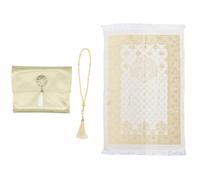 Anlising Tappeto da Preghiera Musulmano con Perline di Preghiera e Borsa in Tessuto, Tappeto da Preghiera Islamico da Viaggio, Tappeto da Preghiera, per Musulmano,Islamico,Ramadan(Giallo,110x70CM)