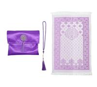 Anlising Tappeto da Preghiera Musulmano con Perline di Preghiera e Borsa in Tessuto, Tappeto da Preghiera Islamico da Viaggio, Tappeto da Preghiera,per Musulmano,Islamico,Ramadan(Viola,110x70CM)