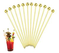 Anloximt 10 Pezzi Plettri per Cocktail in Acciaio Inossidabile, Bastoncini per Guarnire Cocktail in Metallo, Stuzzicadenti, Bastoncini da Cocktail Riutilizzabili per Panini, Cocktail, Oro