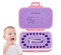 Anloximt Portadenti per ricordi di bambini - Scatola per fatina dei denti per 20 denti,Portadenti impermeabile, antipolvere, con motivo arcobaleno con pinzette, una bottiglia di lanugine, batuffolo