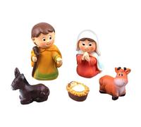 Anloximt Set figurine presepe, Set di 5 piccole decorazioni per la tavola della Sacra Famiglia - Statua in miniatura della Sacra Famiglia, collezione Presepe classico di Natale per