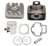 Anlseiod KT00086 Gruppo termico cilindro Evolution 70cc D.48 PIAGGIO AC ARIA SP.12 GHISA in ghisa raffreddato ad aria per motori Piaggio Gilera, 6 travasi con scarico ellittico e testa monopezzo