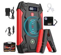 Anluomafuy Avviatore Batteria Auto,1800A Booster Avviamento, 12V Avviatore Emergenza per Auto,Jump Starter con Torcia a LED, Compressore Aria Portatile, per 6.0L Gas/ 4.0L Diesel