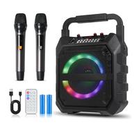 Anluomafuy Karaoke Machine con 2 Microfono, Sistema PA Karaoke Bluetooth con Supporto Bluetooth/TF/USB/AUX/TWS, Karaoke Professionale Completo, Macchina Ricaricabile per il Karaoke Party Casa