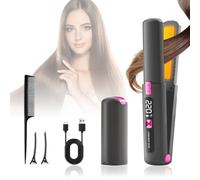 Anluomafuy Piastra per Capelli Senza Fili, 2 in 1 Mini Piastra e Arricciacapelli Portatile, Ricaricabile USB, Riscaldamento Rapido, 6 Temperatura Regolabile, Piastra da Viaggio Capelli