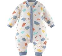 Anluomafuy Sacco Nanna con Piedini e Maniche Staccabili, 100% Cotone Sacco a Pelo per Bambini, Pigiama per Bambini e Ragazze, 1 Tog, Adatto per 1-5 Anni, Fumetto, Termostatico (Blu, 100)