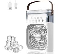 Anluomania Mini Condizionatore Portatile, Raffreddatore d'aria 600ML, Climatizzatore Portatile 4 in 1, Raffrescatore d'Aria, USB Ventilatore, 3 Velocità, 3 Modalità Nebbia, 7 Luci Colorate, Timer 1-3H