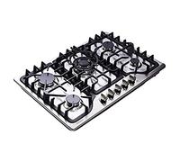 Anlyter - Stufa a gas da 76 cm, 5 fuochi, stufa a gas da incasso in acciaio inossidabile LPG/NG, doppia stufa a gas sigillata con carburante con supporto wok e regolatore di pressione