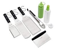 Anmarko Set di spatole in metallo - Kit di accessori per piastra - Spatola piatta per grill, pancake, flipper, hamburger, utensile in metallo..