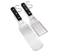 Anmarko Set di spatole per grill, spatola lunga in metallo, raschietto per piastra e pinna per pancake o pizza - spatola offset - utensile in acciaio inox ideale per barbecue grill piano
