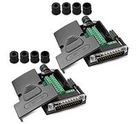 ANMBEST 2PCS DB25 connettore senza saldatura, RS232 D-SUB seriale a 25 pin Port Terminal maschio adattatore Breakout Board con Case Bulloni Lunghi Dadi