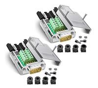 ANMBEST 2PCS DB9 Breakout Connector, Solderfree Metal Shell RS232 D-SUB Serial a 9-Pin Port Terminal Adattatore Connettore Connettore Scheda Breakout con Custodia