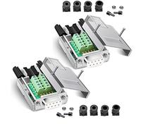 ANMBEST 2PCS DB9 Breakout Connector, Solderless Metal Shell RS232 D-SUB Serial a 9-Pin Port Terminal Adattatore Femmina Connettore Breakout Board con Custodia