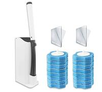 AnMelon Kit di scopino per WC usa e getta con supporto a parete, con 16 testine di ricambio per scopino WC usa e getta